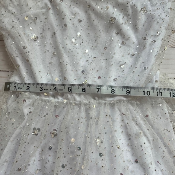 Lucy in the Sky White w Sequin Overlay Mini Dress | Size M | Sparkly Party Dress - Picture 10 of 10